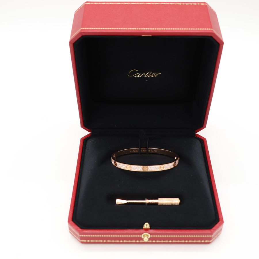 Cartier 卡地亞 Love 18K玫瑰金 窄版滿天星鑽石手環 Size 16 Bracelet-1