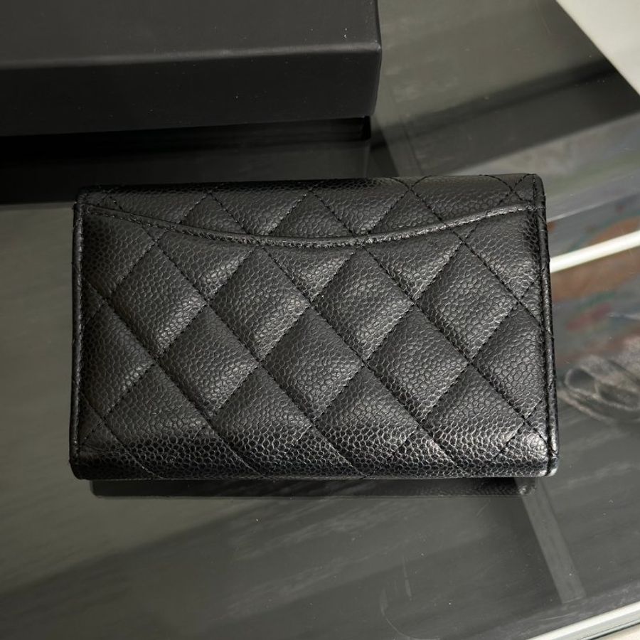 CHANEL 經典粒面牛皮中夾 - 黑金-3