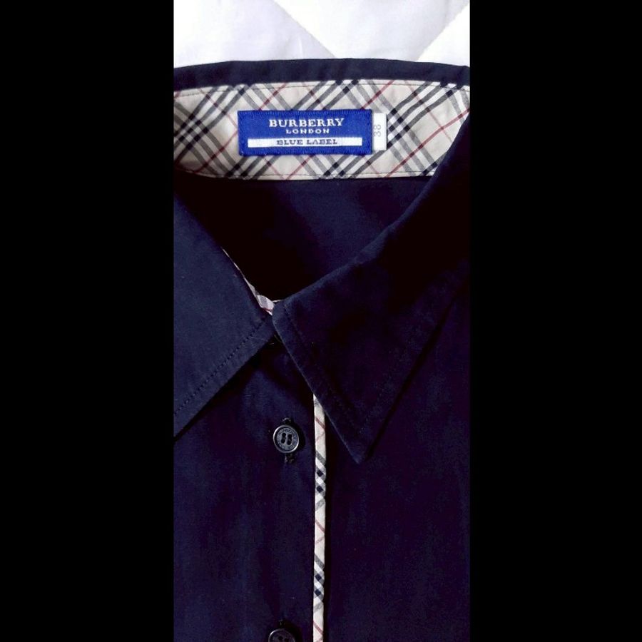 絕版BURBERRY 博柏利 BLUE LABEL 藍標 戰馬 女黑色修身彈性短袖襯衫38號-6