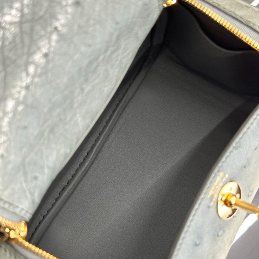 HERMES Mini Lindy - Vert Amande 63 鴕鳥皮杏仁綠金 U-7