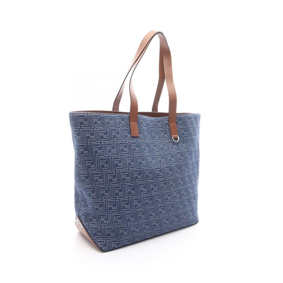 FENDI FF 購物中型托特包 7VA657AUGOF1SCG 帆布皮革 藍色 全新 男女通用-1