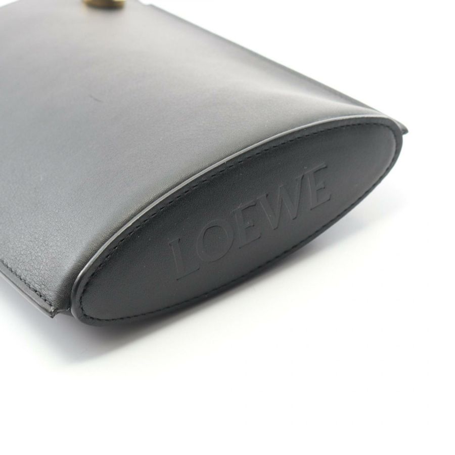 LOEWE Pebble Dice Pocket 單肩包 CPBPR12X021100 黑色皮革 全新 女士 GHW-4
