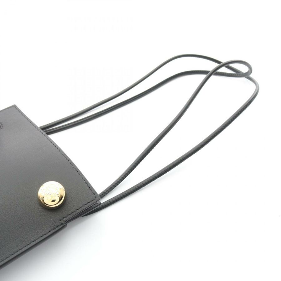 LOEWE Pebble Dice Pocket 單肩包 CPBPR12X021100 黑色皮革 全新 女士 GHW-6
