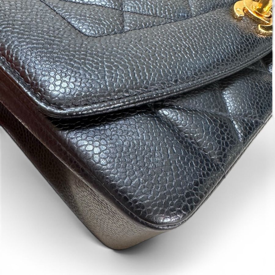 Chanel Vintage Diana 包黑金荔枝牛皮小號 23 cm-5