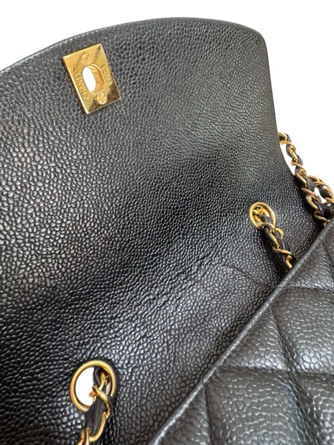 Chanel Vintage Diana 包黑金荔枝牛皮小號 23 cm-12