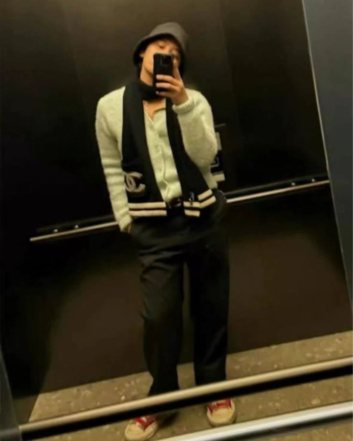 Chanel 权志龙同款黑白条纹cc山羊绒针织围巾-3