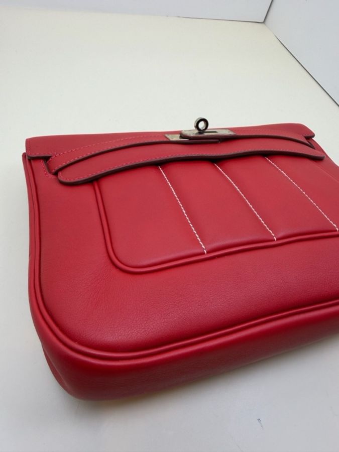 愛馬仕/hermes 國旗紅銀扣 Berline28 swift皮-5