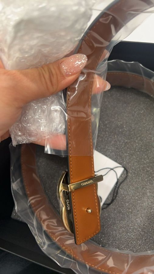 Chanel香奈兒26S黑棕色金扣雙C皮帶-4