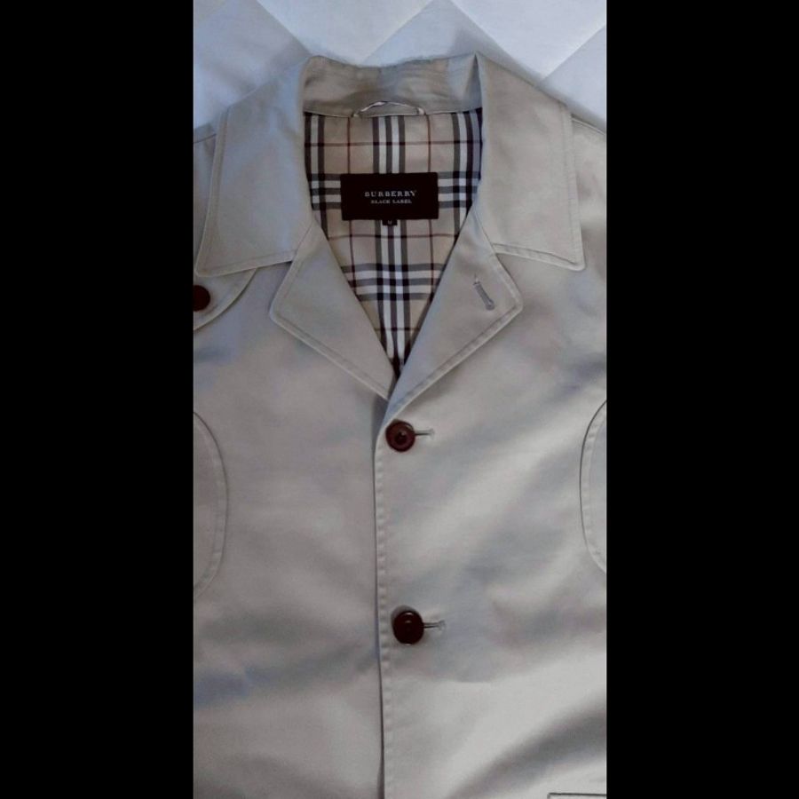 絕版BURBERRY 博柏利 BLACK LABEL 黑標 戰馬 男卡其內裏經典格紋休閒外套M-3