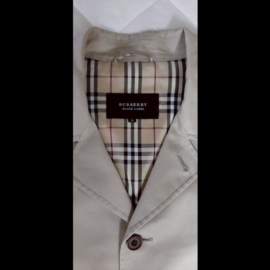 絕版BURBERRY 博柏利 BLACK LABEL 黑標 戰馬 男卡其內裏經典格紋休閒外套M-7