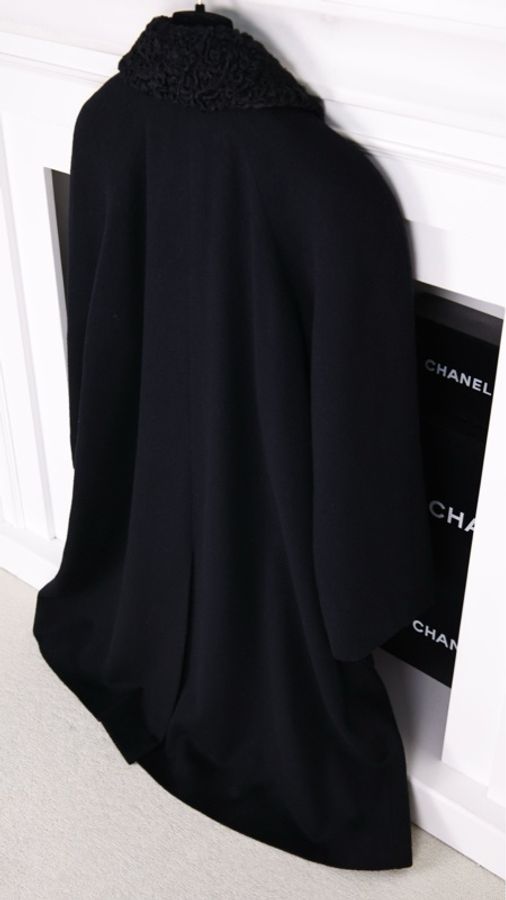 Chanel 91年黑色羊毛双排扣大衣外套-14