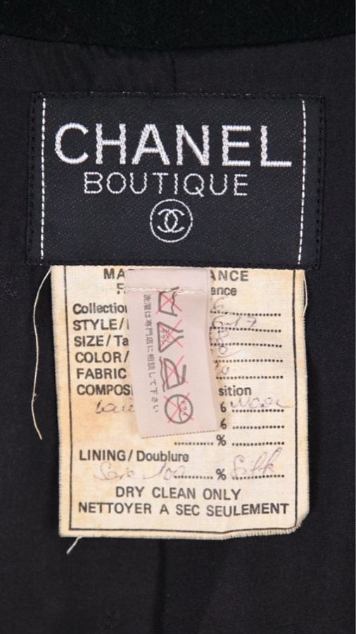 Chanel 91年黑色羊毛双排扣大衣外套-28