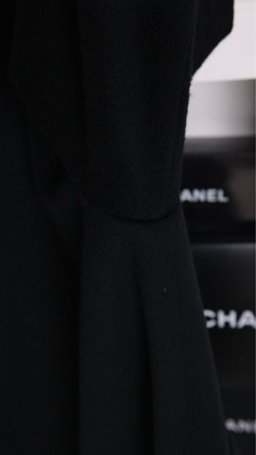Chanel 91年黑色羊毛双排扣大衣外套-33