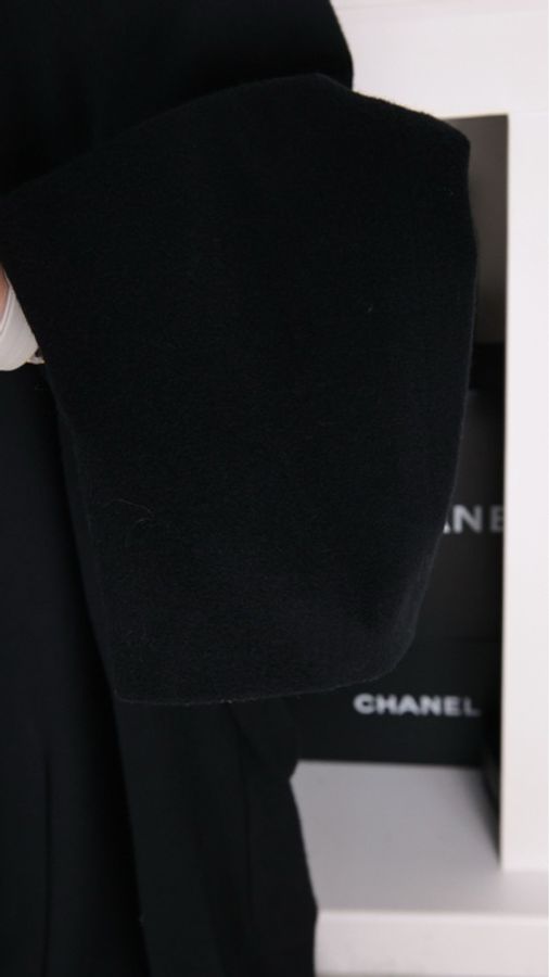 Chanel 91年黑色羊毛双排扣大衣外套-55