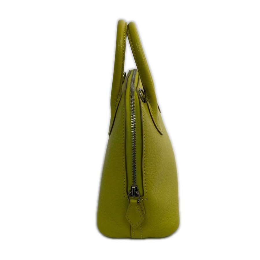 △ HERMES 愛馬仕 9R Lime Mysore Bolide 1923 Palladium-plated Hardware Stamp C 2 way bag 檸檬黃山羊皮銀扣 C刻兩用袋-267012364-3