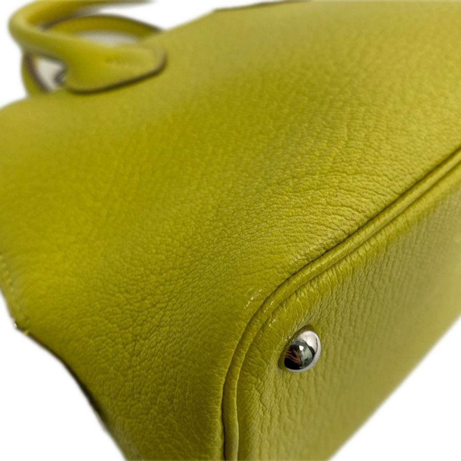 △ HERMES 愛馬仕 9R Lime Mysore Bolide 1923 Palladium-plated Hardware Stamp C 2 way bag 檸檬黃山羊皮銀扣 C刻兩用袋-267012364-8