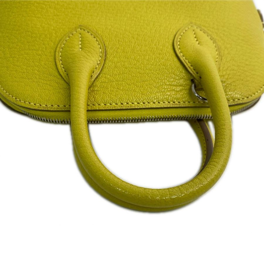 △ HERMES 愛馬仕 9R Lime Mysore Bolide 1923 Palladium-plated Hardware Stamp C 2 way bag 檸檬黃山羊皮銀扣 C刻兩用袋-267012364-10