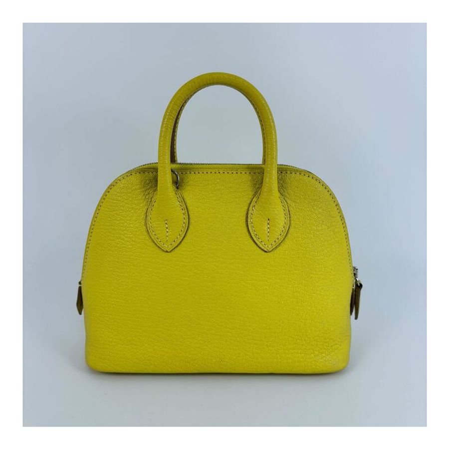 △ HERMES 愛馬仕 9R Lime Mysore Bolide 1923 Palladium-plated Hardware Stamp C 2 way bag 檸檬黃山羊皮銀扣 C刻兩用袋-267012364-18