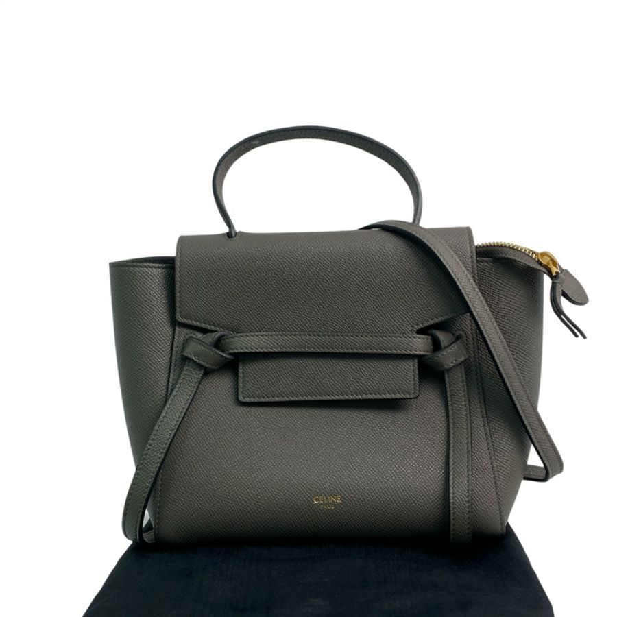 △ CELINE 思琳 Grey Calfskin Nano Belt Bag 2 way bag 灰色小牛皮兩用袋-267012916-0