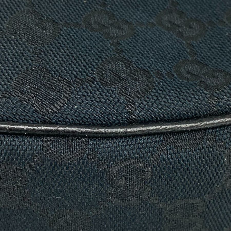 ☆ GUCCI 古馳 Black Calfskin Canvas Bamboo Shoulder Bag 黑色小牛皮帆布竹柄肩背包 137577-267012855-11