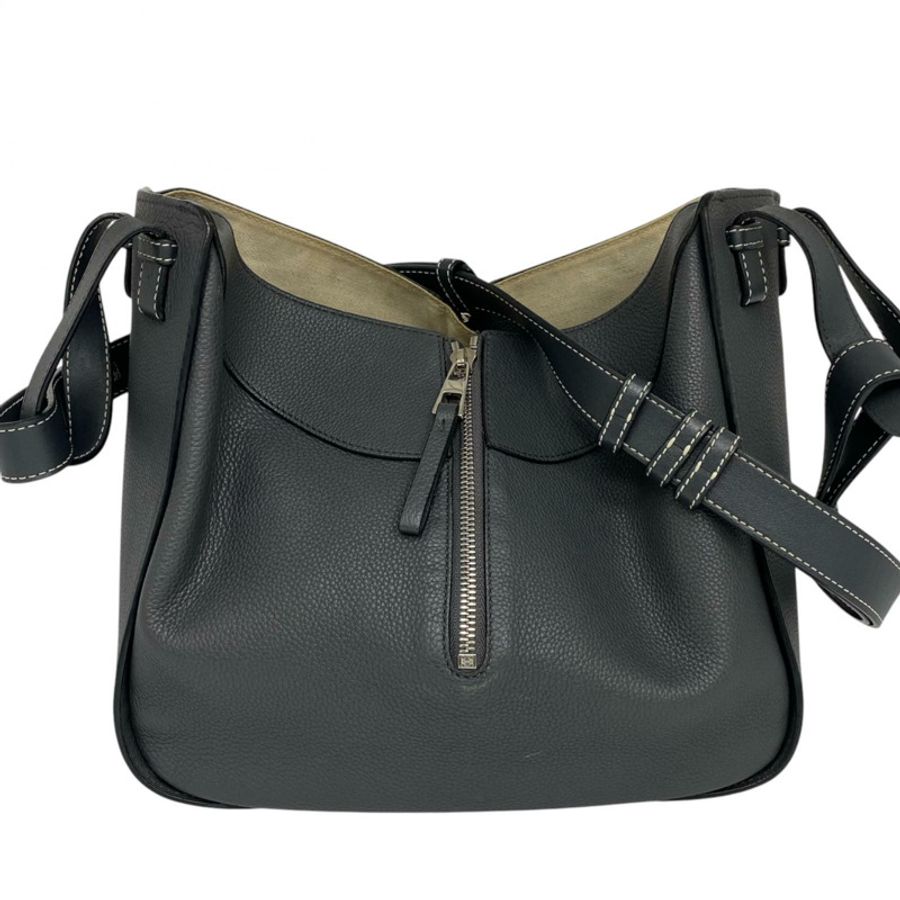 ☆ LOEWE 羅意威 Grey Calfskin Hammock 2 way bag 灰色小牛皮兩用袋-267012782-2