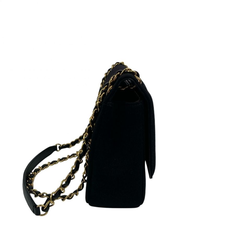 △ CHANEL 香奈兒 Black Canvas Chic With Me Gold Tone Metal Single Flap No.20 Chain Shoulder Bag 黑色帆布金色金屬No.20鎖鏈肩背包 A92502-267013014-4