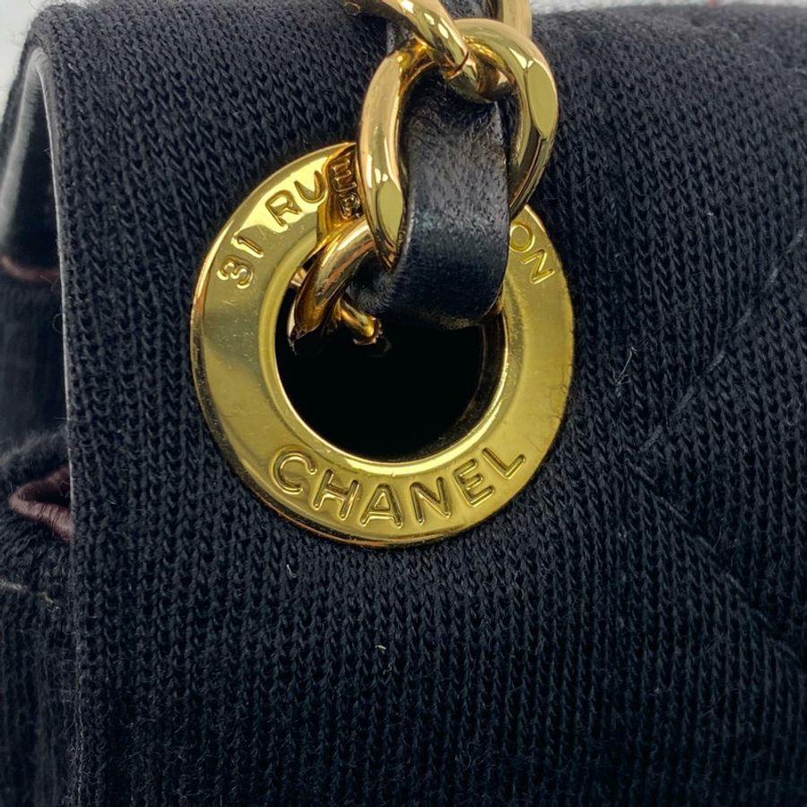 △ CHANEL 香奈兒 Black Canvas Chic With Me Gold Tone Metal Single Flap No.20 Chain Shoulder Bag 黑色帆布金色金屬No.20鎖鏈肩背包 A92502-267013014-13