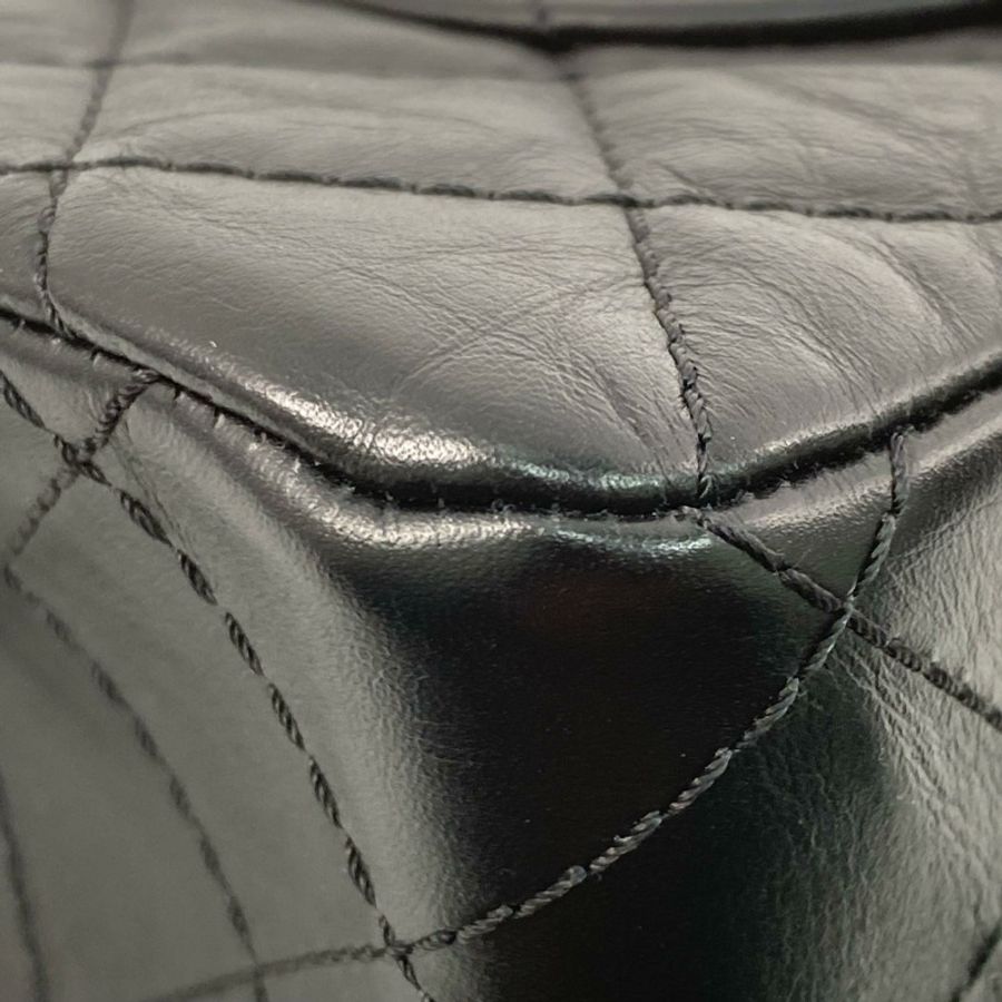 △ CHANEL 香奈兒 Black Calfskin 2.55 Classic Double Flap Ruthenium-Finish Metal 28CM No.21 Chain Shoulder Bag 黑色小牛皮2.55鍍釕金屬No.21鎖鏈肩背包 A37587-267013058-8