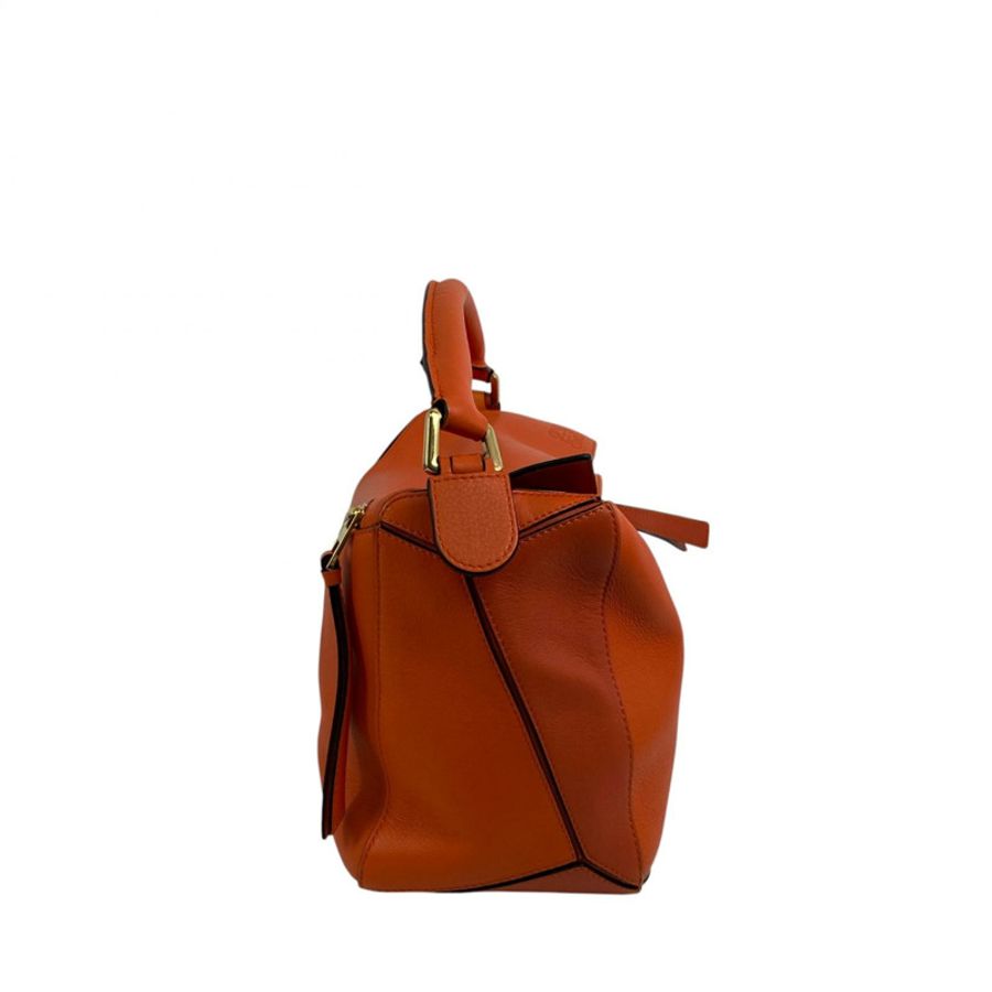 △ LOEWE 羅意威 Orange Calfskin Puzzle 2 way bag 橙色小牛皮兩用袋-267013057-4