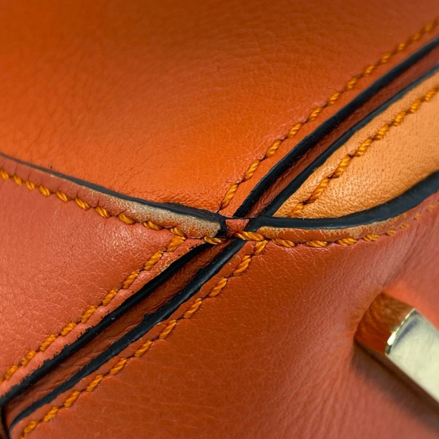 △ LOEWE 羅意威 Orange Calfskin Puzzle 2 way bag 橙色小牛皮兩用袋-267013057-6