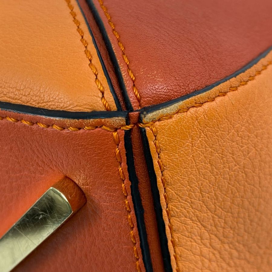 △ LOEWE 羅意威 Orange Calfskin Puzzle 2 way bag 橙色小牛皮兩用袋-267013057-7