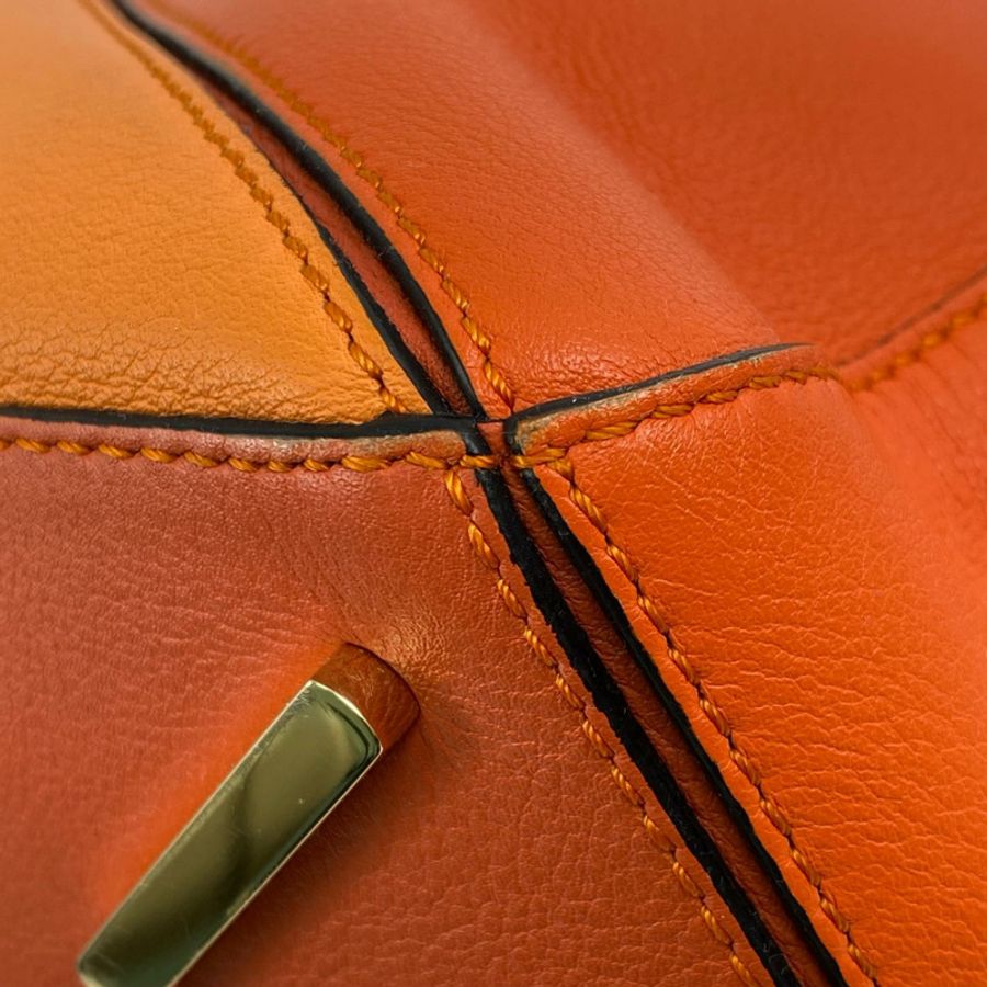△ LOEWE 羅意威 Orange Calfskin Puzzle 2 way bag 橙色小牛皮兩用袋-267013057-9