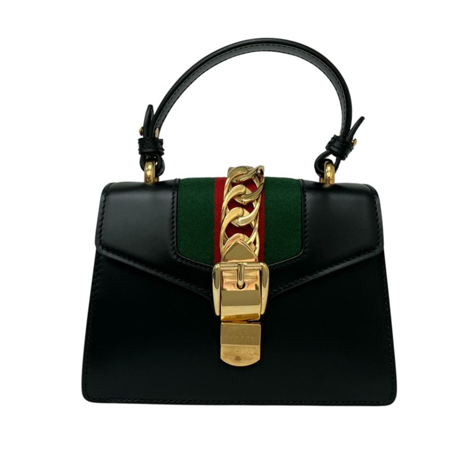 ☆ GUCCI 古馳 Black Calfskin Sylvie 2 way bag 黑色小牛皮兩用袋 470270-267013177-1