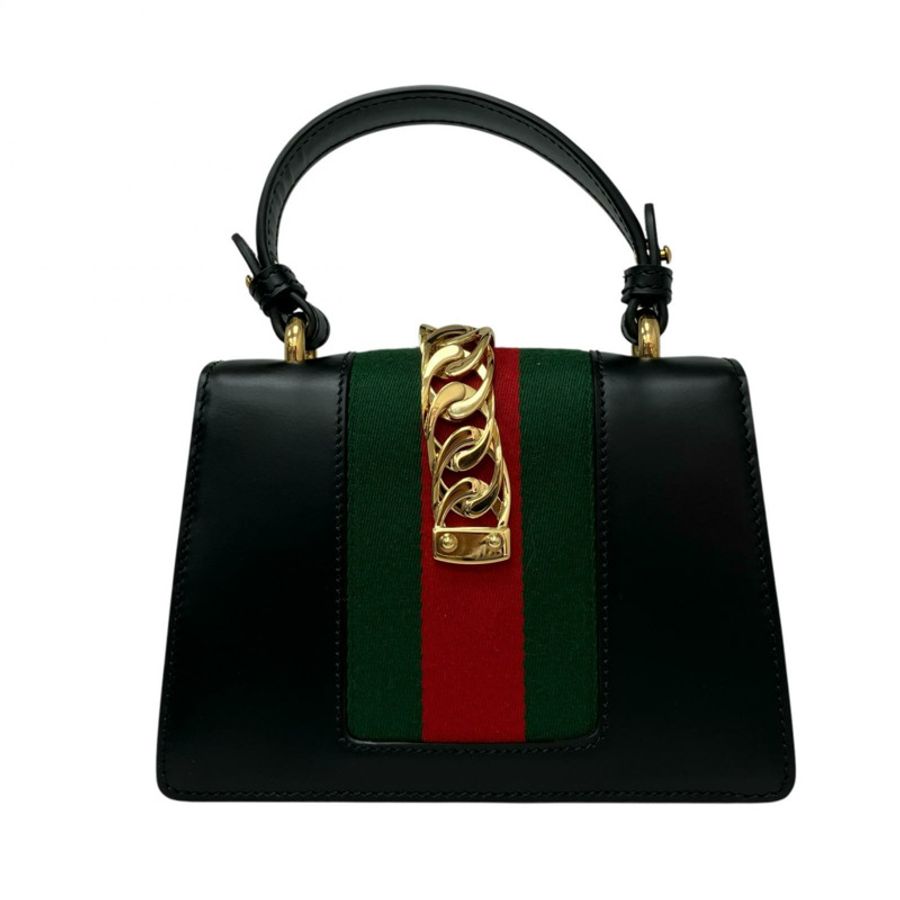 ☆ GUCCI 古馳 Black Calfskin Sylvie 2 way bag 黑色小牛皮兩用袋 470270-267013177-2