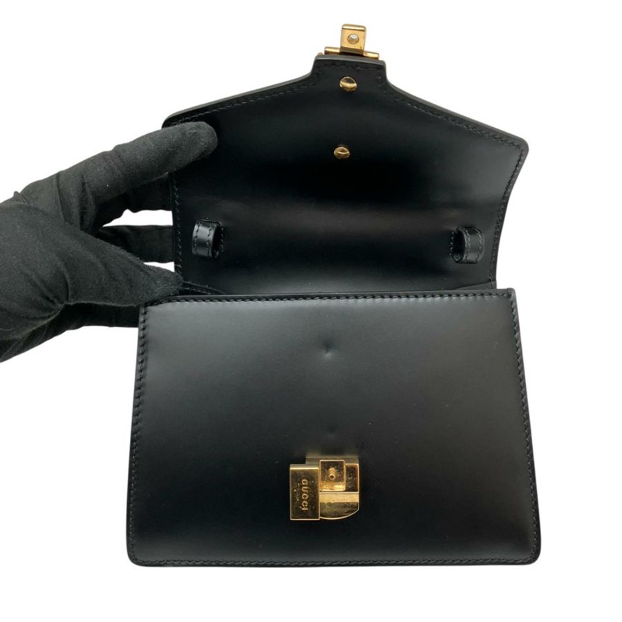 ☆ GUCCI 古馳 Black Calfskin Sylvie 2 way bag 黑色小牛皮兩用袋 470270-267013177-16