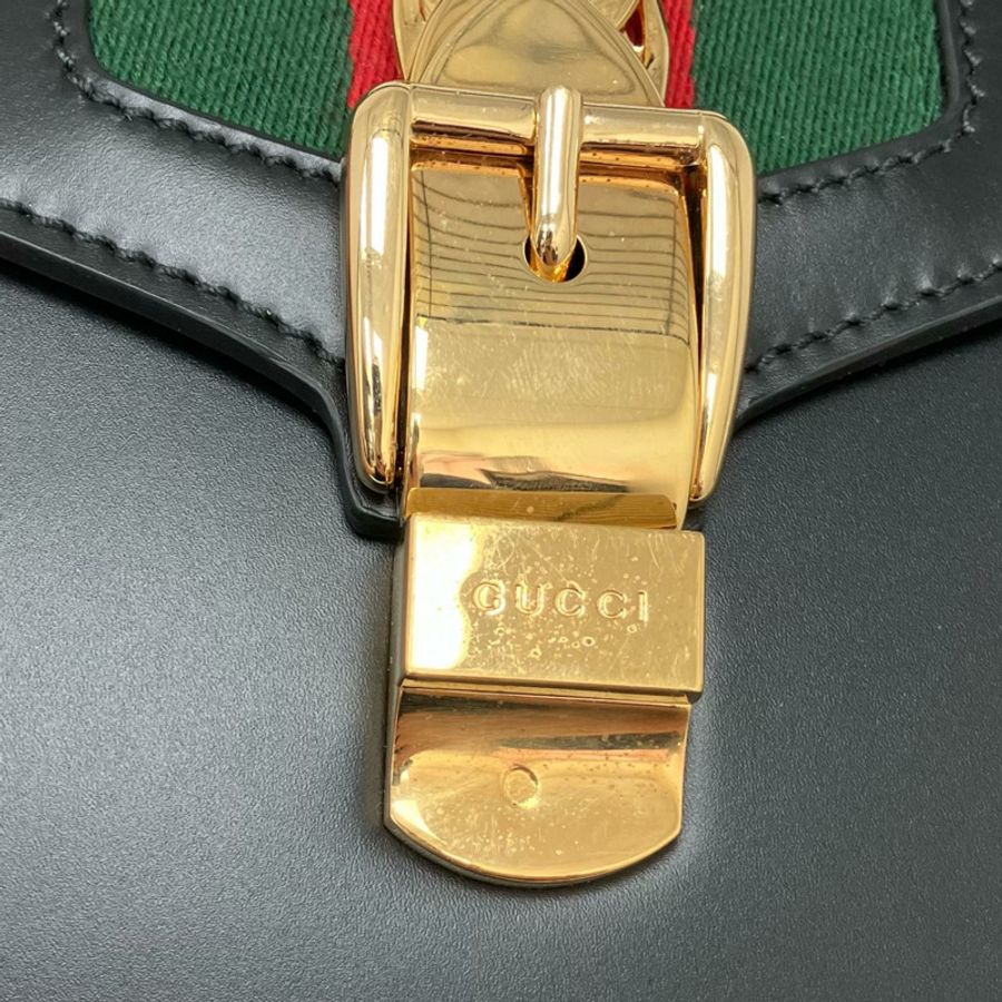 ☆ GUCCI 古馳 Black Calfskin Sylvie 2 way bag 黑色小牛皮兩用袋 470270-267013177-24