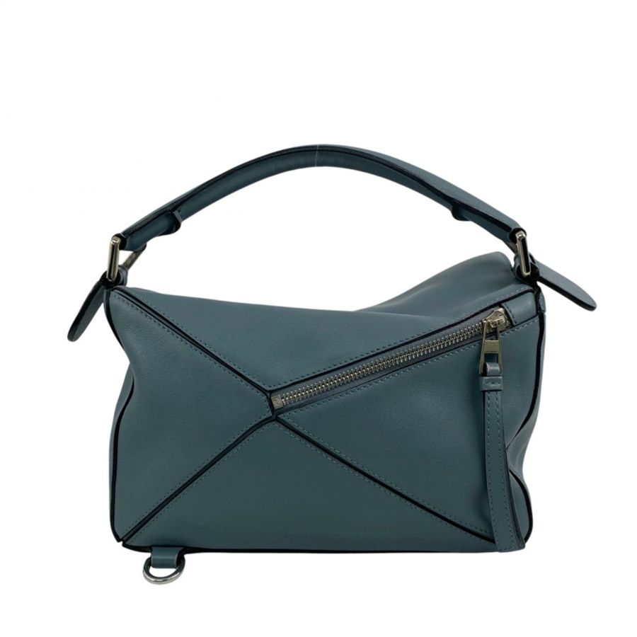 △ LOEWE 羅意威 Blue Calfskin Puzzle 2 way bag 藍色小牛皮兩用袋-267012517-1