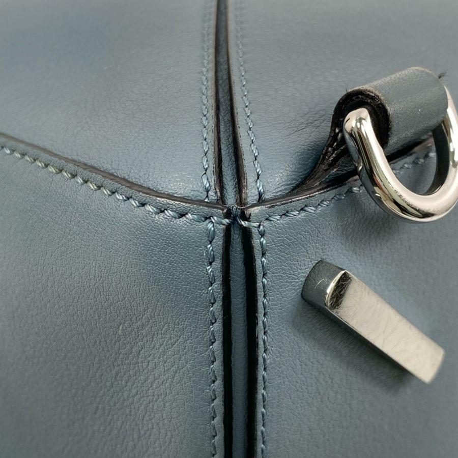 △ LOEWE 羅意威 Blue Calfskin Puzzle 2 way bag 藍色小牛皮兩用袋-267012517-7