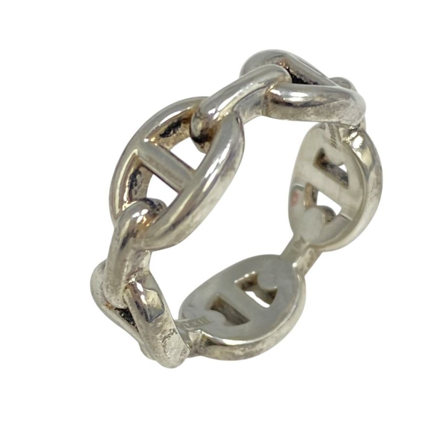 ☆ HERMES 愛馬仕 925 Silver chain d'ancre Fashion Ring 925純銀戒指 #55-267013085-0