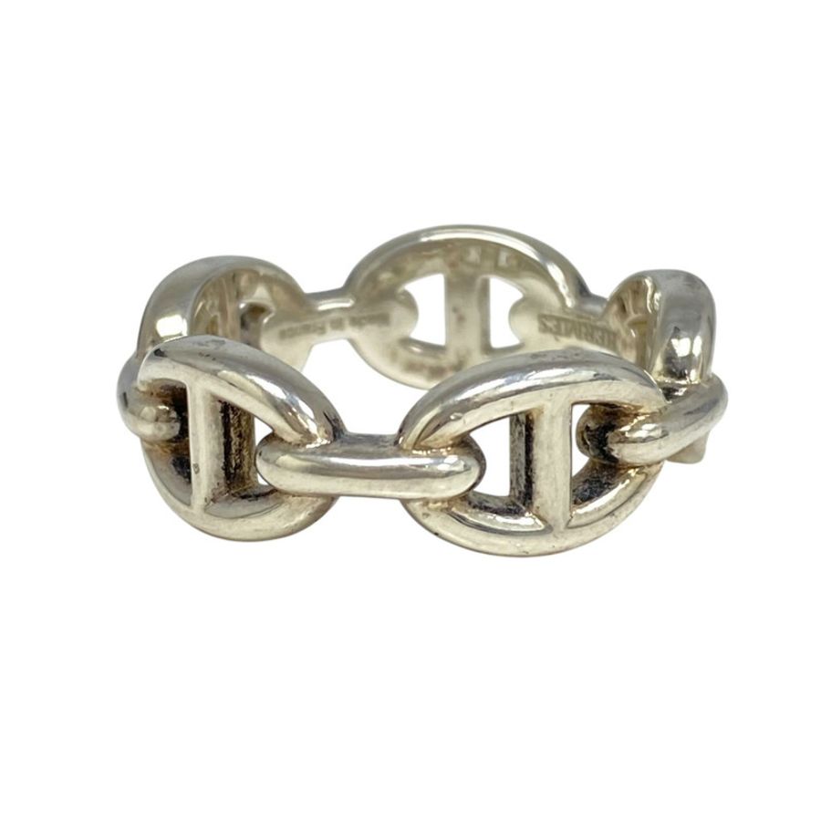 ☆ HERMES 愛馬仕 925 Silver chain d'ancre Fashion Ring 925純銀戒指 #55-267013085-4