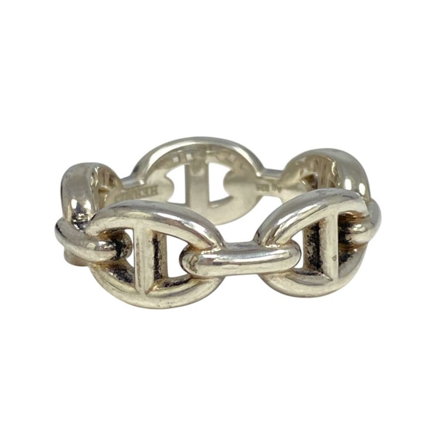 ☆ HERMES 愛馬仕 925 Silver chain d'ancre Fashion Ring 925純銀戒指 #55-267013085-5
