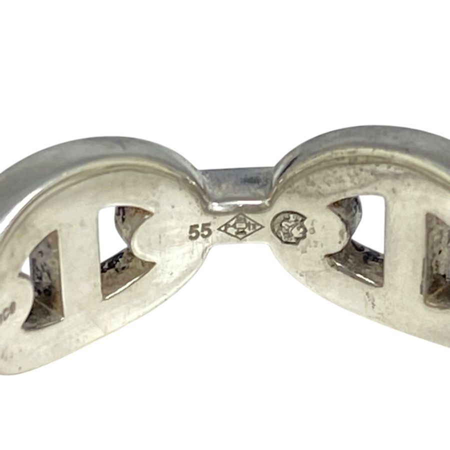 ☆ HERMES 愛馬仕 925 Silver chain d'ancre Fashion Ring 925純銀戒指 #55-267013085-8