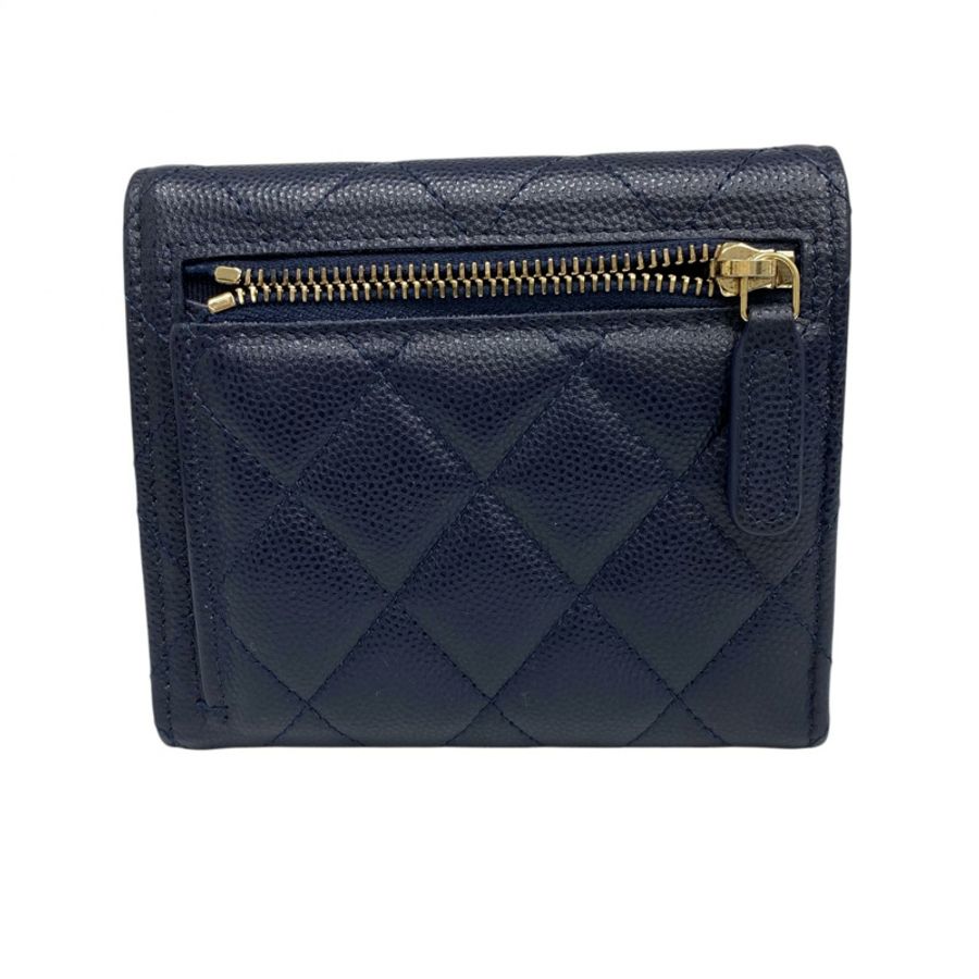 ☆ CHANEL 香奈兒 Navy Caviar Skin Short Wallet 深藍色粒紋小牛皮短銀包-267013029-2