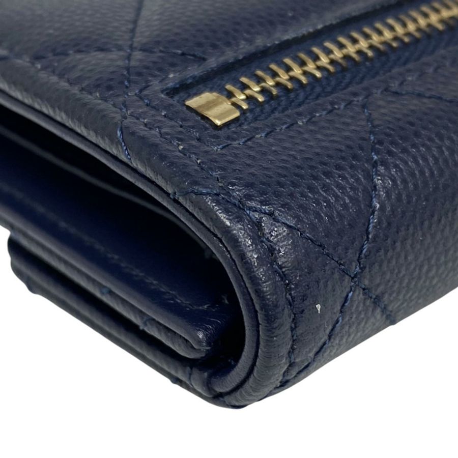 ☆ CHANEL 香奈兒 Navy Caviar Skin Short Wallet 深藍色粒紋小牛皮短銀包-267013029-11
