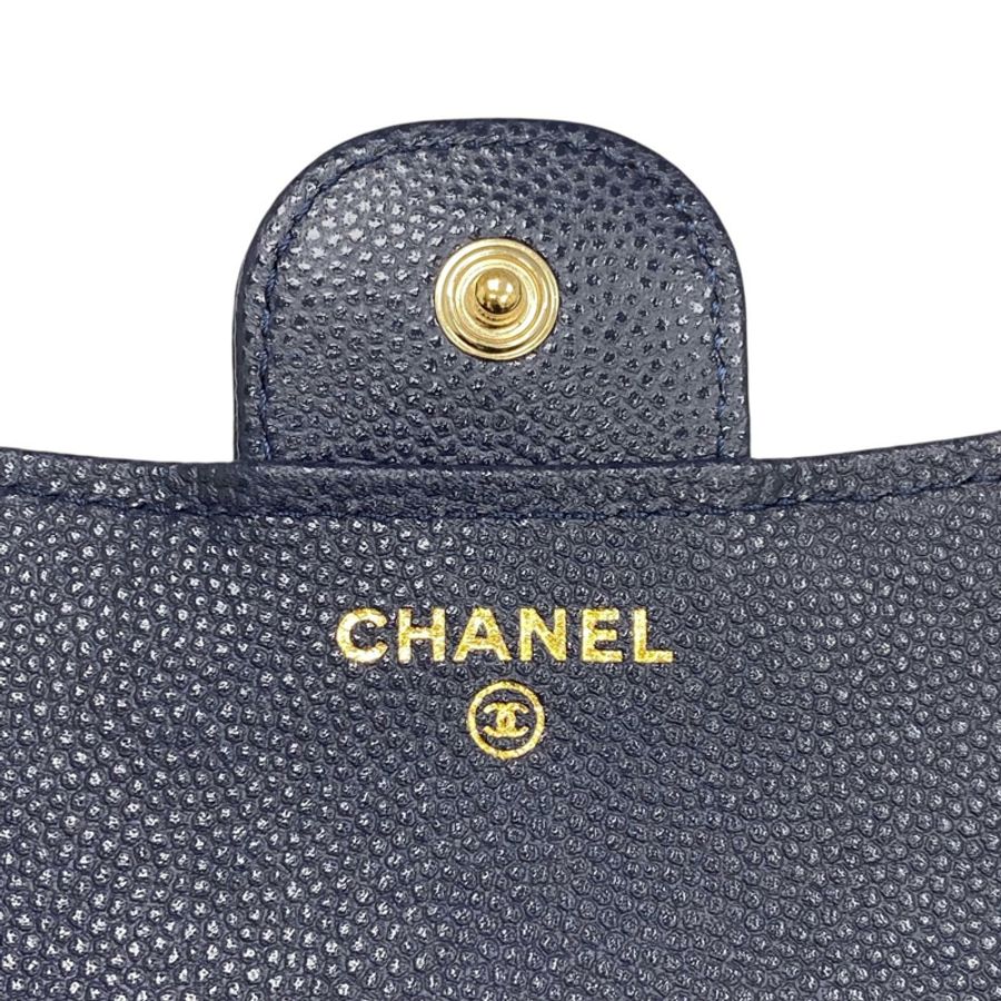 ☆ CHANEL 香奈兒 Navy Caviar Skin Short Wallet 深藍色粒紋小牛皮短銀包-267013029-17