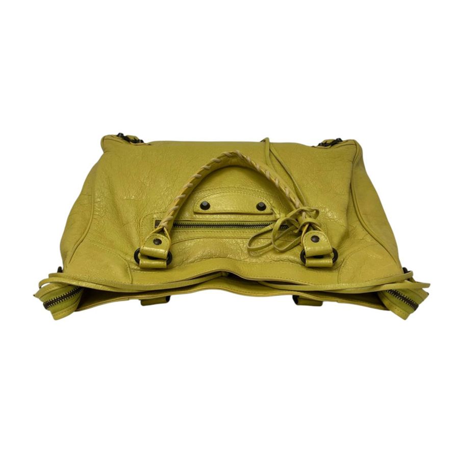☆ BALENCIAGA 巴黎世家 Yellow Goatskin Velo 2 way bag 黃色山羊皮兩用袋-267013284-7