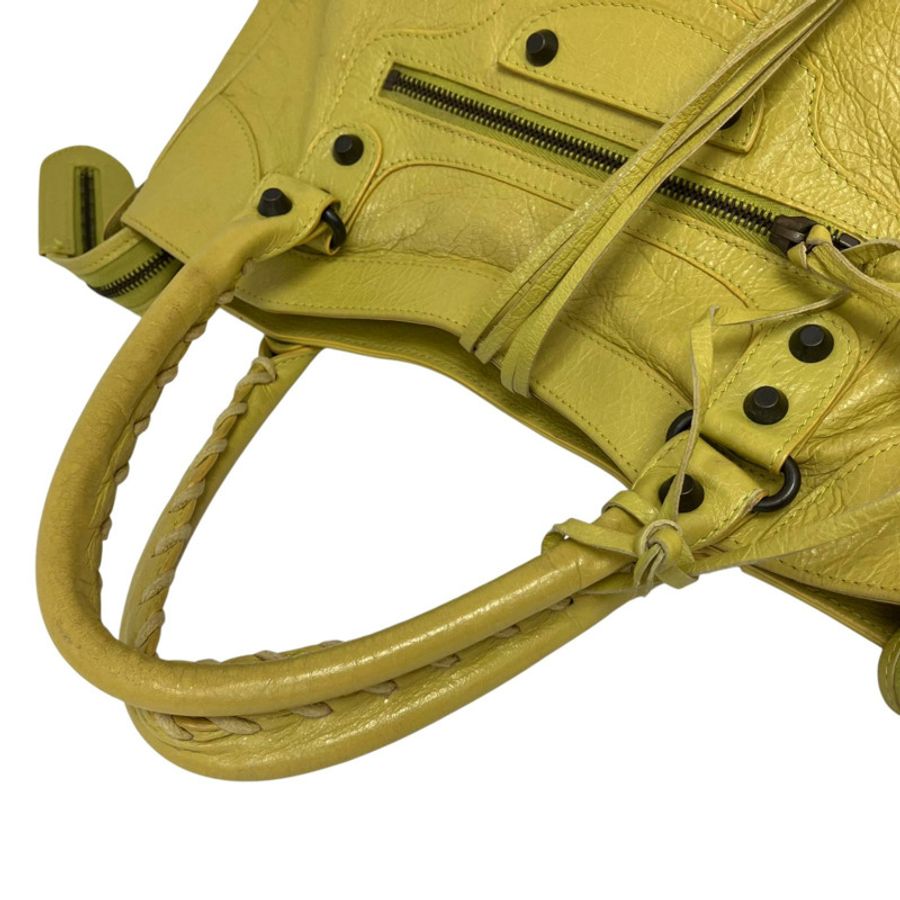 ☆ BALENCIAGA 巴黎世家 Yellow Goatskin Velo 2 way bag 黃色山羊皮兩用袋-267013284-9
