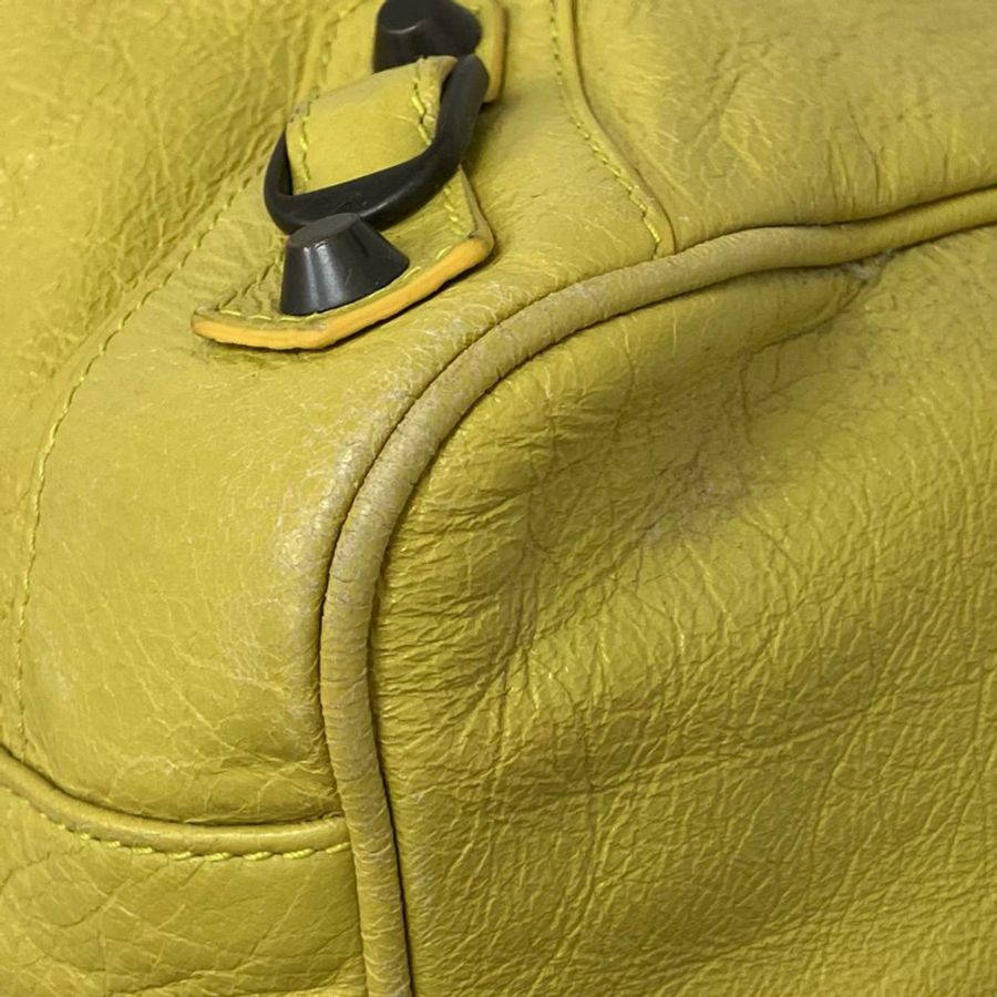 ☆ BALENCIAGA 巴黎世家 Yellow Goatskin Velo 2 way bag 黃色山羊皮兩用袋-267013284-13