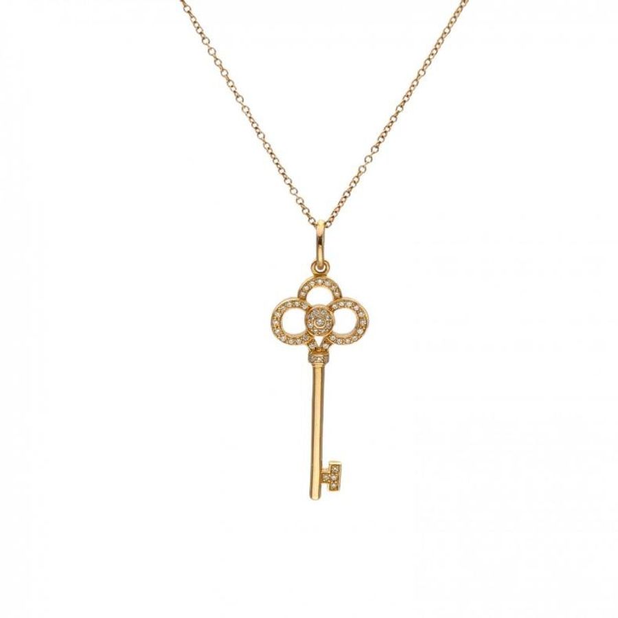TIFFANY&CO TiffanyKeys皇冠鑰匙項鏈中號18K玫瑰金/鑽石-0