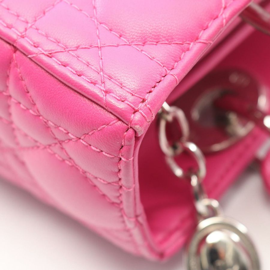 Christian Dior LADY DIOR Cannage 2Way Tote 手提包 皮革 粉紅色 二手 女士 CD-5